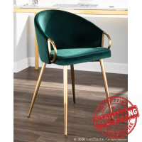 Lumisource CH-CLAIRE AUVGN Claire Contemporary/Glam Chair in Gold Metal and Emerald Green Velvet